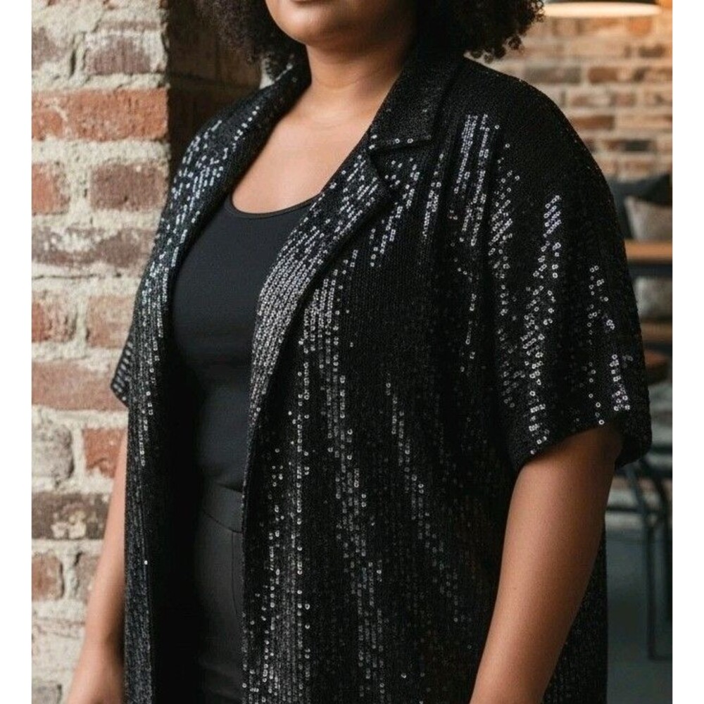 Midnight Velvet Sequin Blouse Top